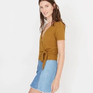 Madewell Texture & Thread Wrap Tie Top | Distant Olive Color | Size Small